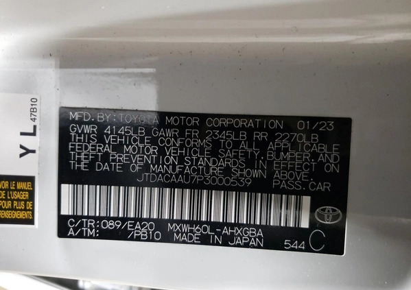 Toyota Prius cena 89000 przebieg: 21296, rok produkcji 2023 z Solec Kujawski małe 67